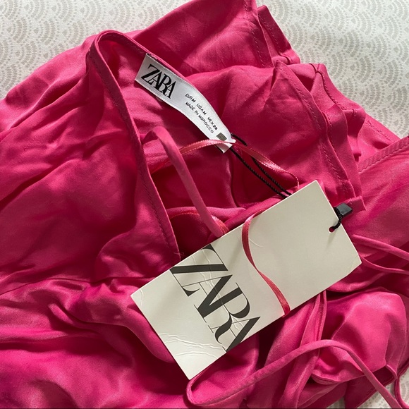 Zara Pink Satin Effect Mini Dress (size Medium) - Picture 4 of 4